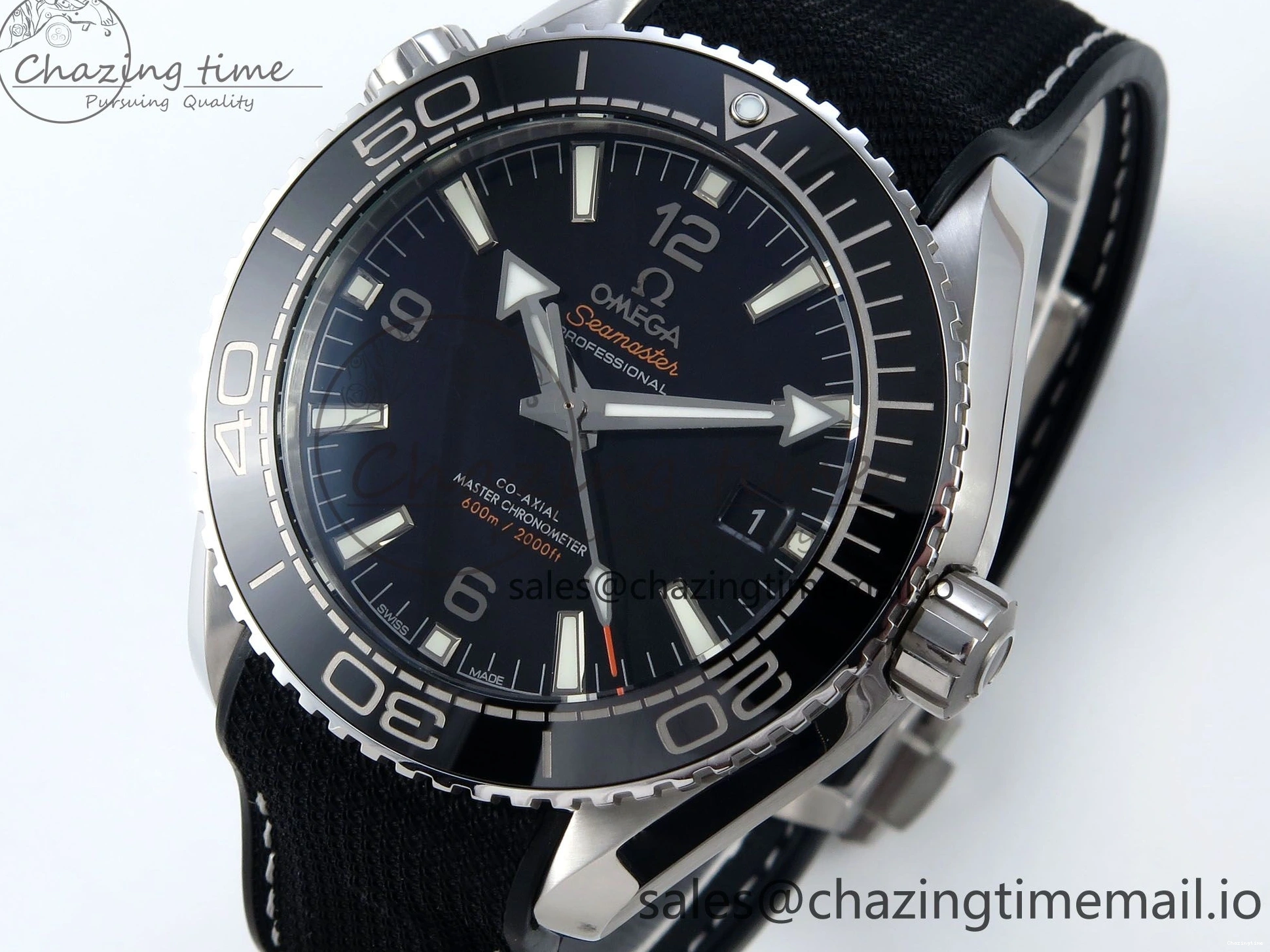 0216 Unisex Seamaster Planet Ocean 600M 43.5mm SS SCF 1:1 Best Edition Black Bezel Black Dial on Black Rubber Strap A8900 Super Clone 7664